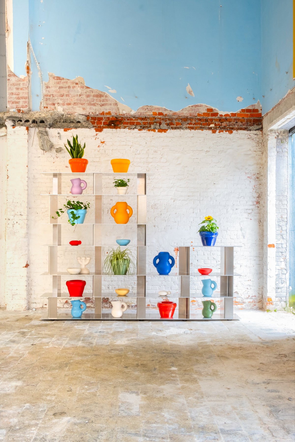 Home-Studyo-Blow-Up-Collection-Jug-Vase-Planter-Light-Blue-Yellow-Coral